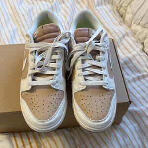Nike White and Brown Casual Sneakers Dink Low